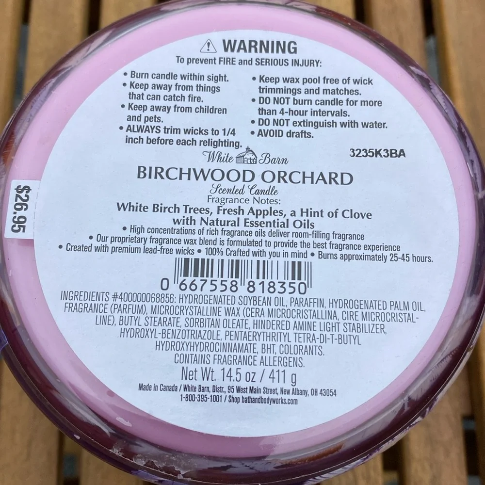 Bath & Body Works Birchwood Orchard 3 Wick Candle